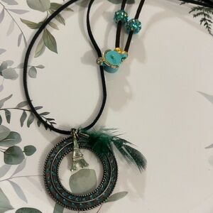 Elegant Black and Teal Necklace with Eiffel Tower Charm Bundle
NEW